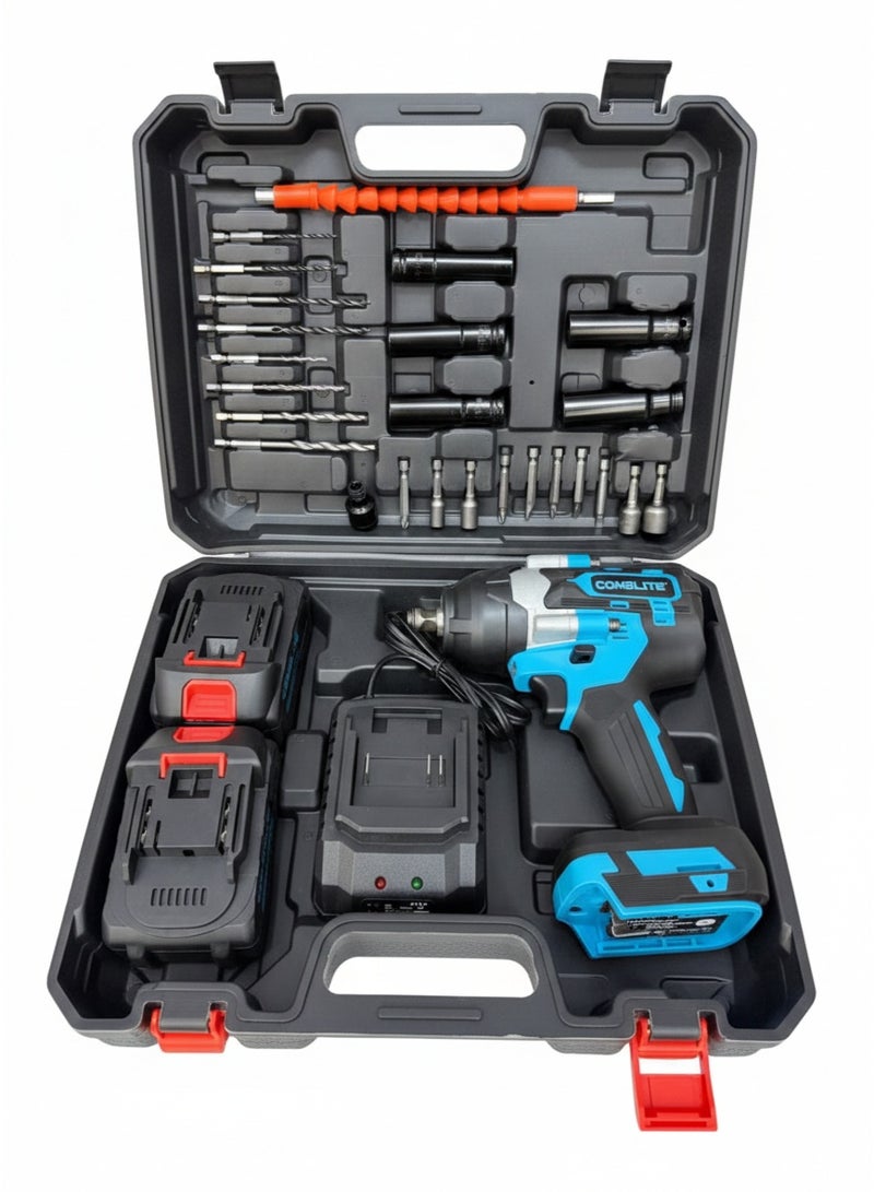COMBLITE® LH-2107N Cordless Impact Wrench System - Brushless Motor – 1/2-Inch Square Drive – With 2x 4.0Ah Li-ion Batteries & Accessory Kit - Image 3
